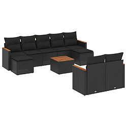 Maison Chic Salon de jardin 10 pcs avec coussins, Ensemble Tables et chaises d'extérieur noir résine tressée -GKD781866