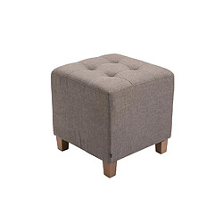 Decoshop26 Tabouret bas repose-pieds pouf capitonné en tissu taupe pieds en bois 45x46 cm 10_0000143