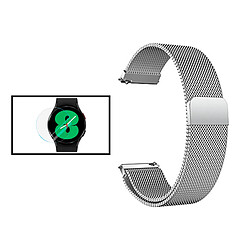 PHONECARE Kit Bracelet Milanese Loop Fermoir Magnétique + Film Verre Trempé 3D pour Xiaomi Watch S1 - Gris / Transparent