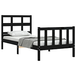 Acheter Maison Chic Cadre/structure de lit avec tête de lit pour adulte - Lit Moderne Chambre noir petit simple bois massif -MN38259