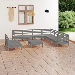 Maison Chic Salon de jardin 10 pcs - Table et chaises d'extérieur - Mobilier/Meubles de jardin Moderne Bois de pin massif Gris -MN32242