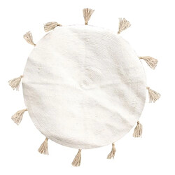 The Home Deco Factory Tapis rond à pompons Happy - Diam. 90 cm - Blanc