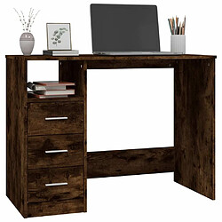 Acheter Maison Chic Bureau solide,Table de travail,Bureau d'ordinateur avec tiroirs Chêne fumé 102x50x76 cm Bois d'ingénierie -GKD72633