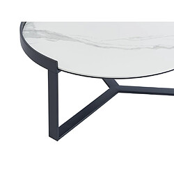 Vente-Unique Tables basses gigognes en verre trempé fumé, céramique et métal - Effet marbre blanc et Noir - ZERILA de Maison Céphy pas cher