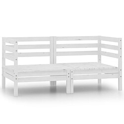 Maison Chic Canapé à 2 places de jardin | Canapé d'extérieur | Fauteuil,Banquette Jardin Blanc Bois de pin solide -MN99103