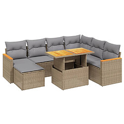 vidaXL Salon de jardin avec coussins 8 pcs beige résine tressée