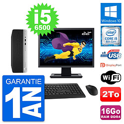 PC HP 400 G4 SFF Ecran 22" Intel i5-6500 RAM 16Go Disque Dur 2To Windows 10 Wifi - Occasion