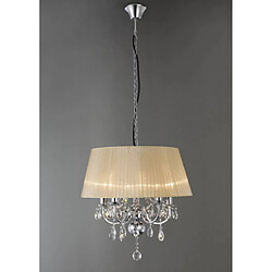 Luminaire Center Suspension Olivia avec Abat jour bronze 5 Ampoules chrome poli/cristal