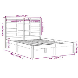 vidaXL Cadre de lit sans matelas noir bois massif 140x190 cm pas cher