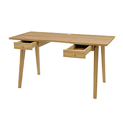 Avis Mes Bureau scandinave 2 tiroirs 140x70x75 cm décor chêne naturel