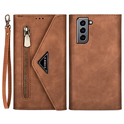 Etui en PU avec support et sangle marron pour votre Samsung Galaxy S22