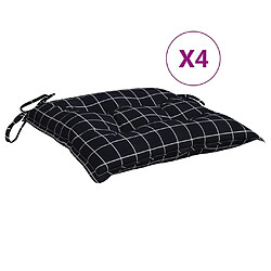 Maison Chic Lot de 4 Coussins Confort,Coussins de chaise carreaux noir 40x40x7 cm tissu -GKD72812