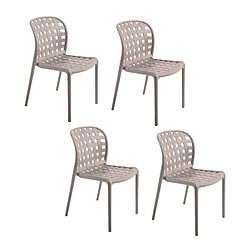 Toilinux Lot de 4 chaises de jardin en polypropylène Sienne - Gris