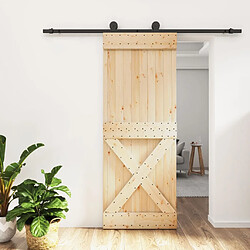 vidaXL Porte coulissante et kit de quincaillerie 80x210 cm pin massif