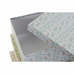 Jeu de Caisses de Rangement Empilables DKD Home Decor Fleurs Carton (43,5 x 33,5 x 15,5 cm)