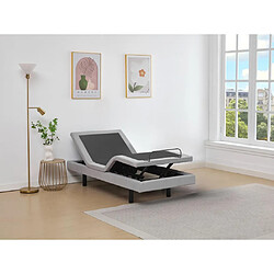 Vente-Unique Sommier électrique de relaxation déco - 90 x 200 cm - Tissu - Gris - ALPANA de YSMÉE