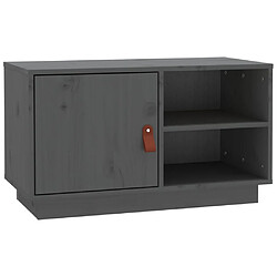 vidaXL Meuble TV Gris 70x34x40 cm Bois de pin massif