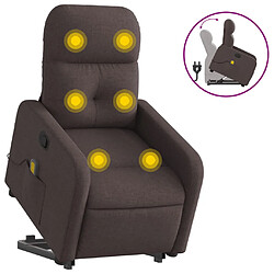 vidaXL Fauteuil inclinable de massage Marron foncé Tissu