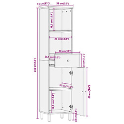 vidaXL Armoire de salle de bain 38x33x160 cm bois massif de manguier pas cher