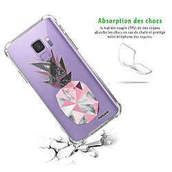 Avis Coque Samsung Galaxy S9 anti-choc souple avec angles renforcés transparente Ananas geometrique marbre Evetane