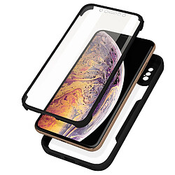 Avizar Coque 360° pour iPhone XS Max Dos Rigide Protection Écran Souple Contour noir