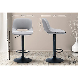 Avis Decoshop26 Tabouret de bar chaise haute x1 avec repose-pieds en PVC gris piètement métallique noir 10_0004583