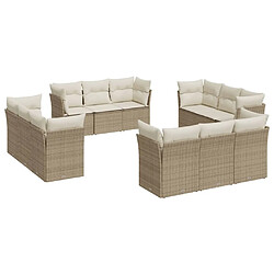 Maison Chic Salon de jardin avec coussins 12 pcs | Ensemble de Table et chaises | Mobilier d'Extérieur beige résine tressée -GKD22220