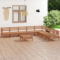 Maison Chic Salon de jardin 9 pcs - Table et chaises d'extérieur - Mobilier/Meubles de jardin Moderne Bois de pin massif Marron miel -MN25481