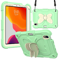 Coque en TPU + silicone avec béquille et bandoulière beige/vert pour votre Apple iPad mini (2021)