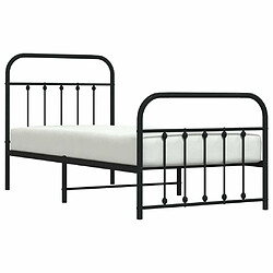 Avis Maison Chic Lit adulte - Lit simple Cadre de lit métal avec tête de lit/pied de lit,Structure du lit Contemporain pour chambre noir 90x190 cm -MN78093