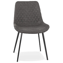 Alterego Chaise design 'TAICHI' en microfibre gris foncé et pieds en métal noir