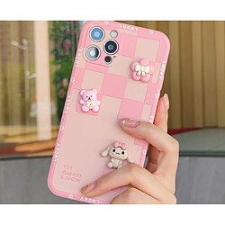 C16 Housse de dos PROTECTION DE TÉLÉPHONE MOBILE PROTECTION SOFT SOCK Dessin animé 3D Rose Couverture de protection anti-chute pour iPhone 12Pro Case