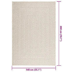 vidaXL Tapis ZIZUR crème 140x200 cm aspect de jute intérieur extérieur pas cher