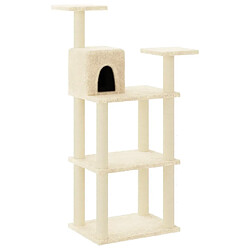 Helloshop26 Arbre à chat meuble tour grimper jouet grattage grattoir escalade plateforme avec griffoirs en sisal 118,5 cm crème 02_0022461