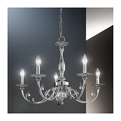 Luminaire Center Chandelier classique PISANI chrome 5 ampoules