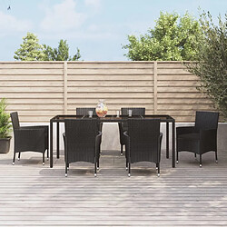 Salle à dîner de jardin 7 pcs,Table et chaise à manger Noir Résine tressée -MN54128