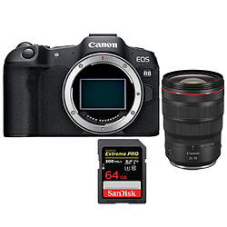 Canon EOS R8 Boîtier + Canon RF 24-70 mm f2.8L IS USM + SanDisk 64 Go Extreme Pro SDXC UHS-II U3 V90 300 Mo/s