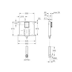 BÂTI-SUPPORTS GROHE POUR CUVETTE À FOND PLAT