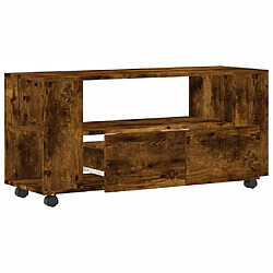 Maison Chic Meuble TV scandinave - Banc TV pour salon chêne fumé 102x34,5x43 cm bois d'ingénierie -MN63813 pas cher