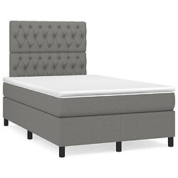 Maison Chic Lit adulte- Lit + matelas,Sommier à lattes de lit avec matelas gris foncé 120x190cm tissu -GKD96170