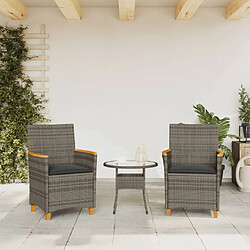 Avis Maison Chic Lot de 2 Chaises de jardin coussins | chaises Relax gris résine tressée et bois -GKD68238