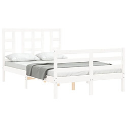 Acheter Maison Chic Cadre/structure de lit avec tête de lit pour adulte - Lit Moderne Chambre blanc petit double bois massif -MN30860