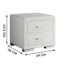 Acheter Vivenla Chevet - table de nuit blanc design en bois mdf L. 49 x P. 38 x H. 43,5 cm Collection Cullen