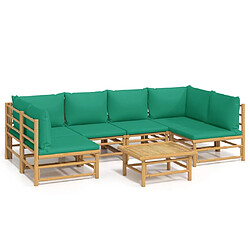 Maison Chic Salon de jardin 7 pcs + coussins - Mobilier/Meubles de jardin - Table et chaises d'extérieur vert bambou -MN48137