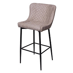 Decoshop26 Tabouret de bar chaise haute de comptoir en tissu gris design rétro cadre en métal 04_0001242