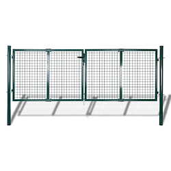 vidaXL Portail de clôture Acier 306x150 cm Vert