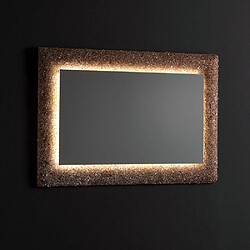 Kiamami Valentina MIROIR AVEC CADRE EN PERLES DE VERRE COULÉ BRONZE ET LEDS INTÉGRÉES 90X62