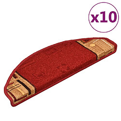 vidaXL Tapis d'escalier autoadhésifs 10 pcs 65x21x4 cm Rouge