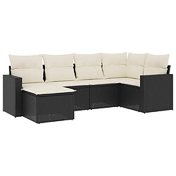 vidaXL Salon de jardin 6 pcs avec coussins noir résine tressée