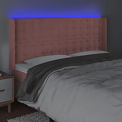 Avis vidaXL Tête de lit à LED Rose 183x16x118/128 cm Velours